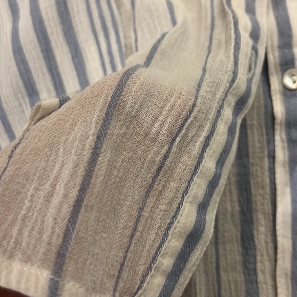 Sundance Blue White Striped Button Up cotton shirt size M - Picture 7 of 9